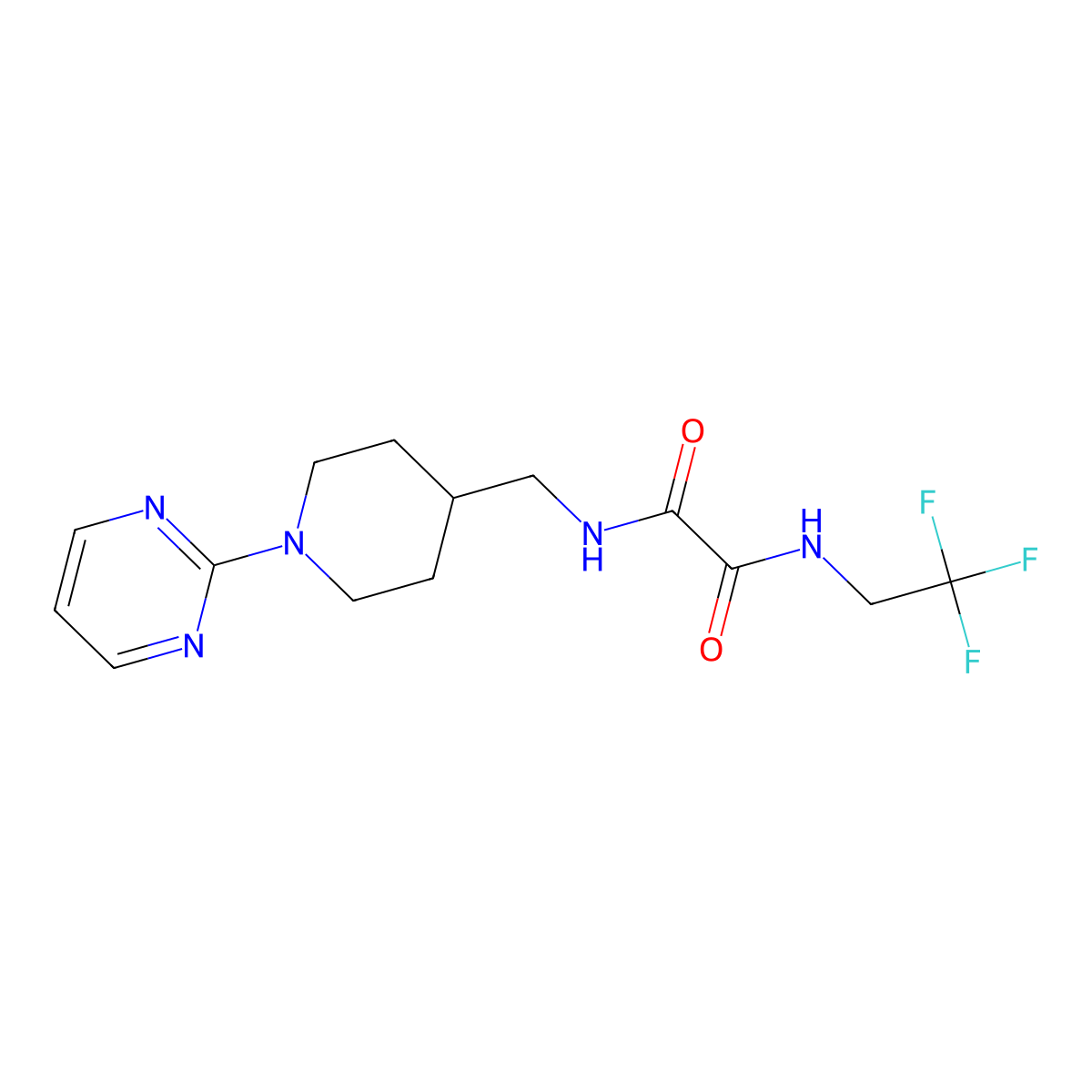 N1-((1-(pyrimidin-2-yl)piperidin-4-yl)methyl)-N2-(2,2,2-trifluoroethyl)oxalamide molecular structure, CAS 1286733-11-6