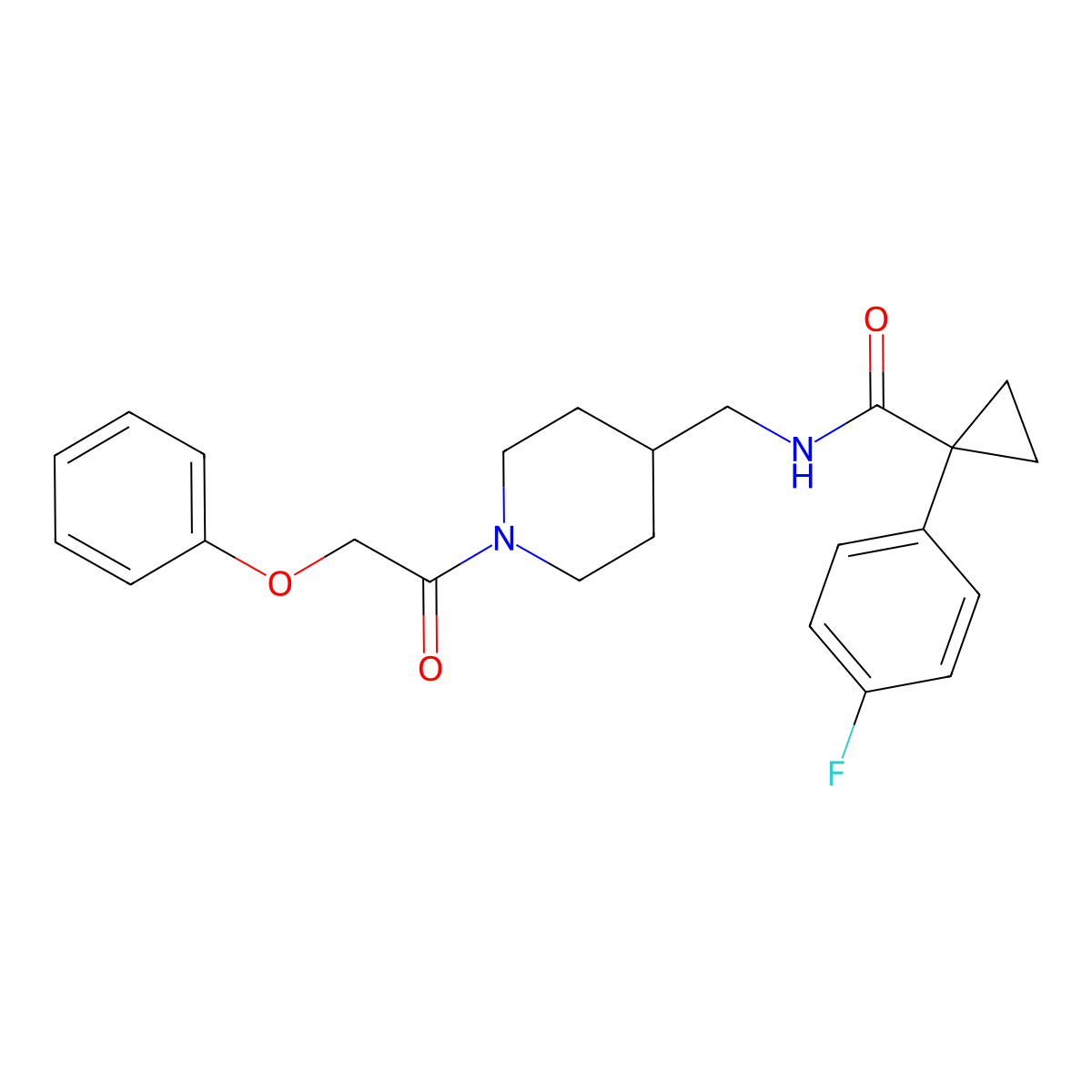 1-(4-fluorophenyl)-N-((1-(2-phenoxyacetyl)piperidin-4-yl)methyl)cyclopropanecarboxamide molecular structure, CAS 1286733-12-7