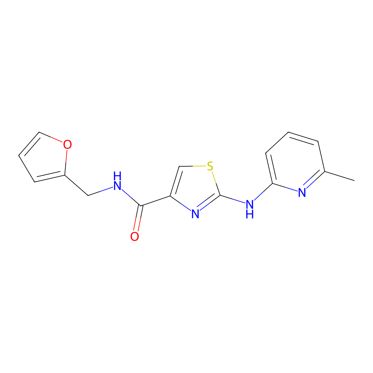 N-(furan-2-ylmethyl)-2-((6-methylpyridin-2-yl)amino)thiazole-4-carboxamide molecular structure, CAS 1286733-17-2