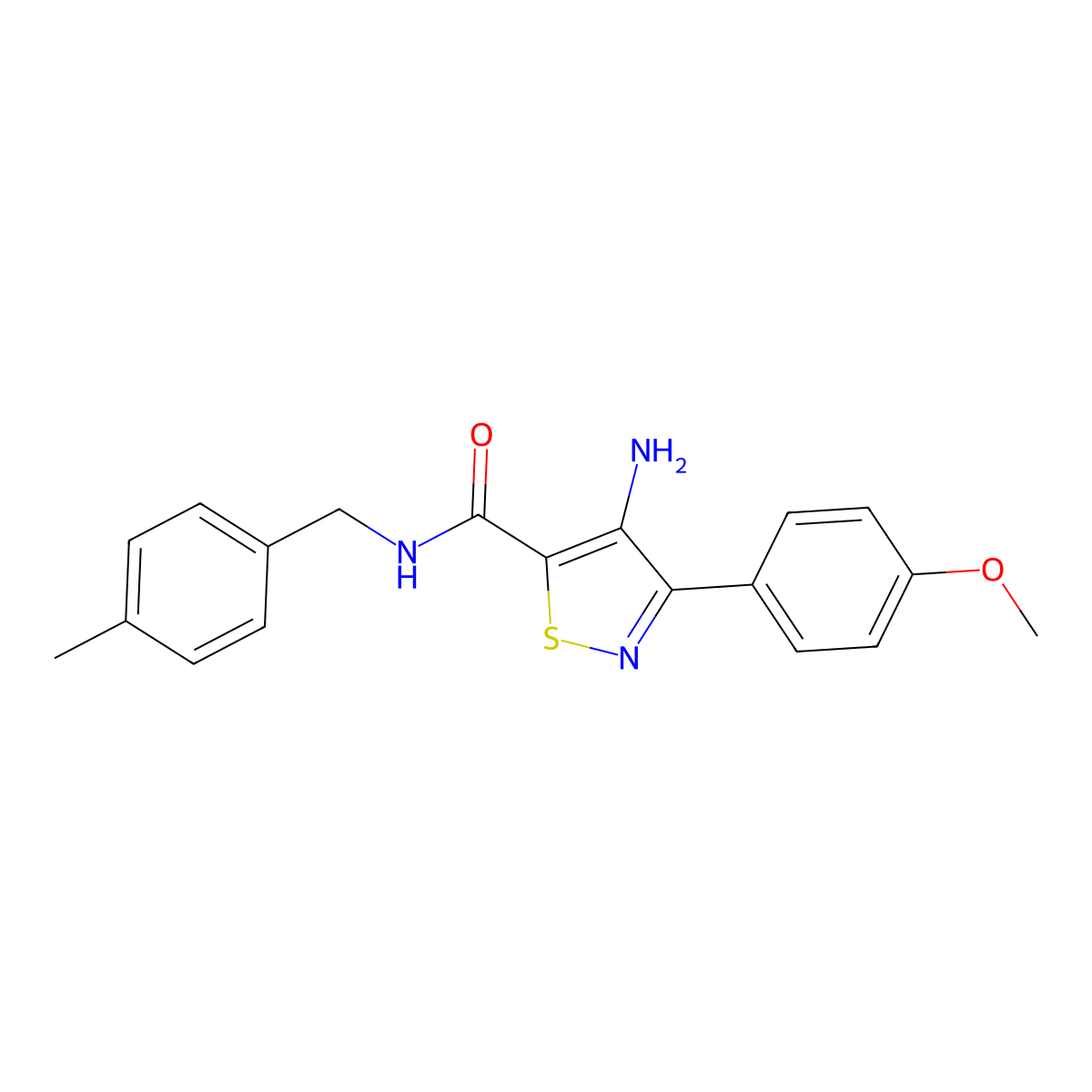 4-amino-3-(4-methoxyphenyl)-N-(4-methylbenzyl)isothiazole-5-carboxamide molecular structure, CAS 1286733-25-2