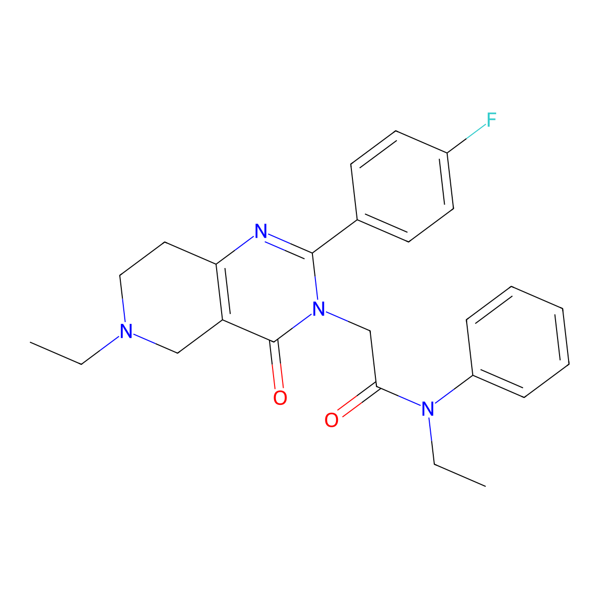 N-ethyl-2-(6-ethyl-2-(4-fluorophenyl)-4-oxo-5,6,7,8-tetrahydropyrido[4,3-d]pyrimidin-3(4H)-yl)-N-phenylacetamide molecular structure, CAS 1286733-28-5