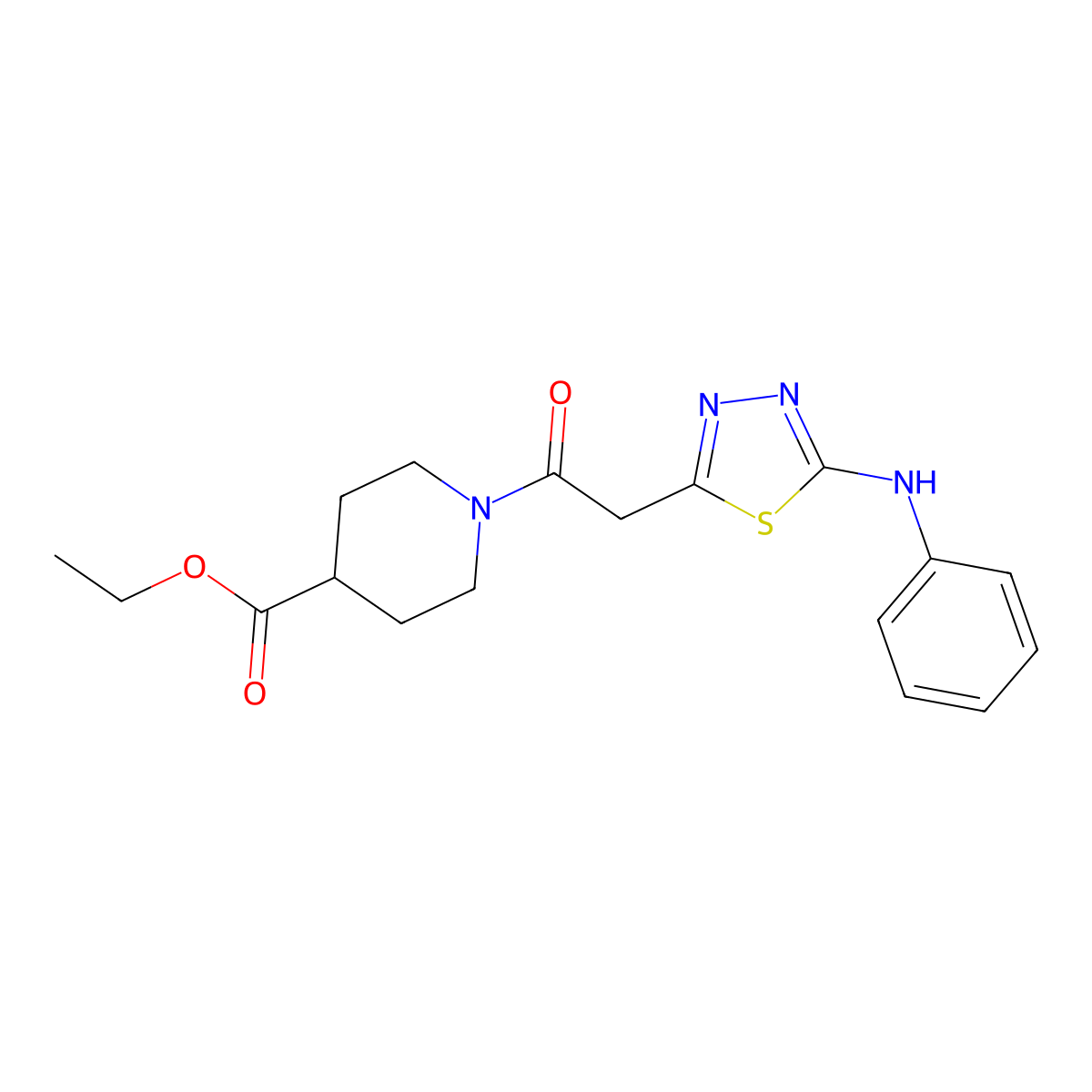 Ethyl 1-{2-[5-(phenylamino)-1,3,4-thiadiazol-2-yl]acetyl}piperidine-4-carboxylate molecular structure, CAS 1286733-36-5