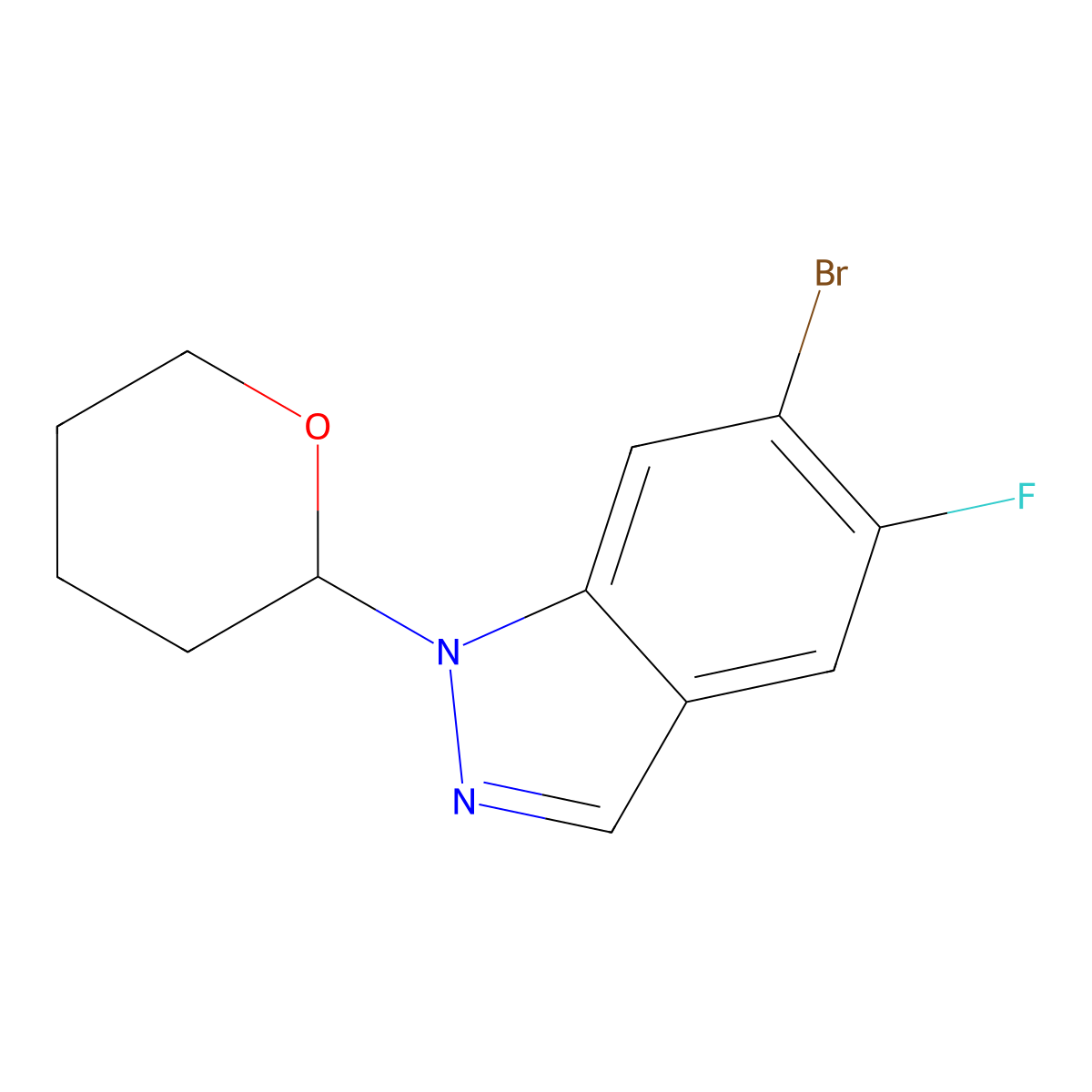 6-Bromo-5-fluoro-1-(tetrahydro-2H-pyran-2-YL)-1H-indazole molecular structure, CAS 1286734-76-6