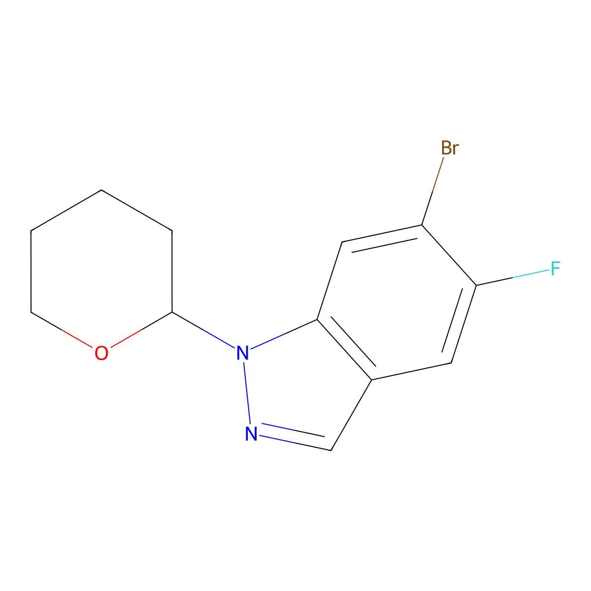 6-Bromo-5-fluoro-1-(tetrahydro-2H-pyran-2-YL)-1H-indazole molecular structure, CAS 1286734-76-6