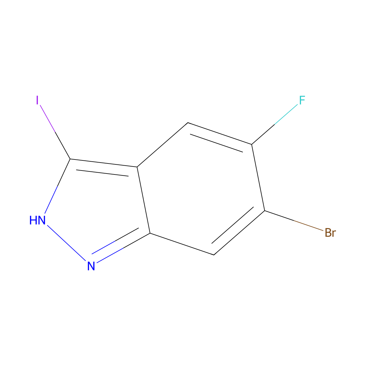 6-Bromo-5-fluoro-3-iodo-1H-indazole molecular structure, CAS 1286734-77-7