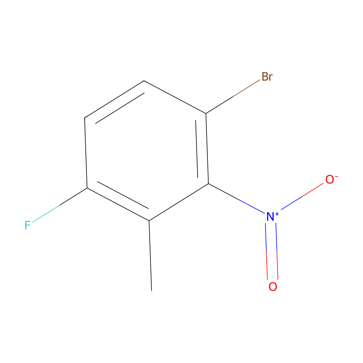 Benzene, 1-bromo-4-fluoro-3-methyl-2-nitro- molecular structure, CAS 1286734-82-4