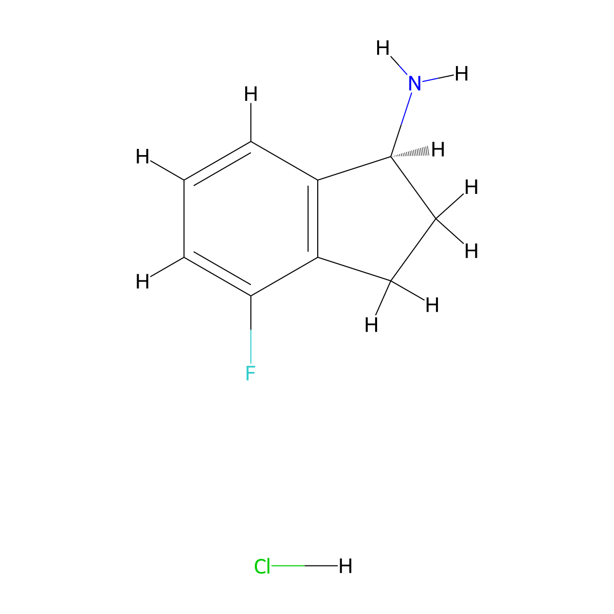 (S)-4-Fluoro-2,3-dihydro-1H-inden-1-amine hydrochloride molecular structure, CAS 1286734-90-4