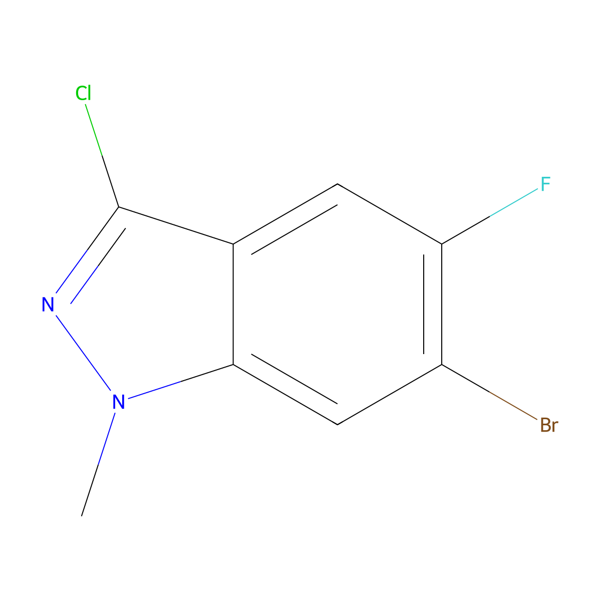 6-Bromo-3-chloro-5-fluoro-1-methyl-1H-indazole molecular structure, CAS 1286734-93-7