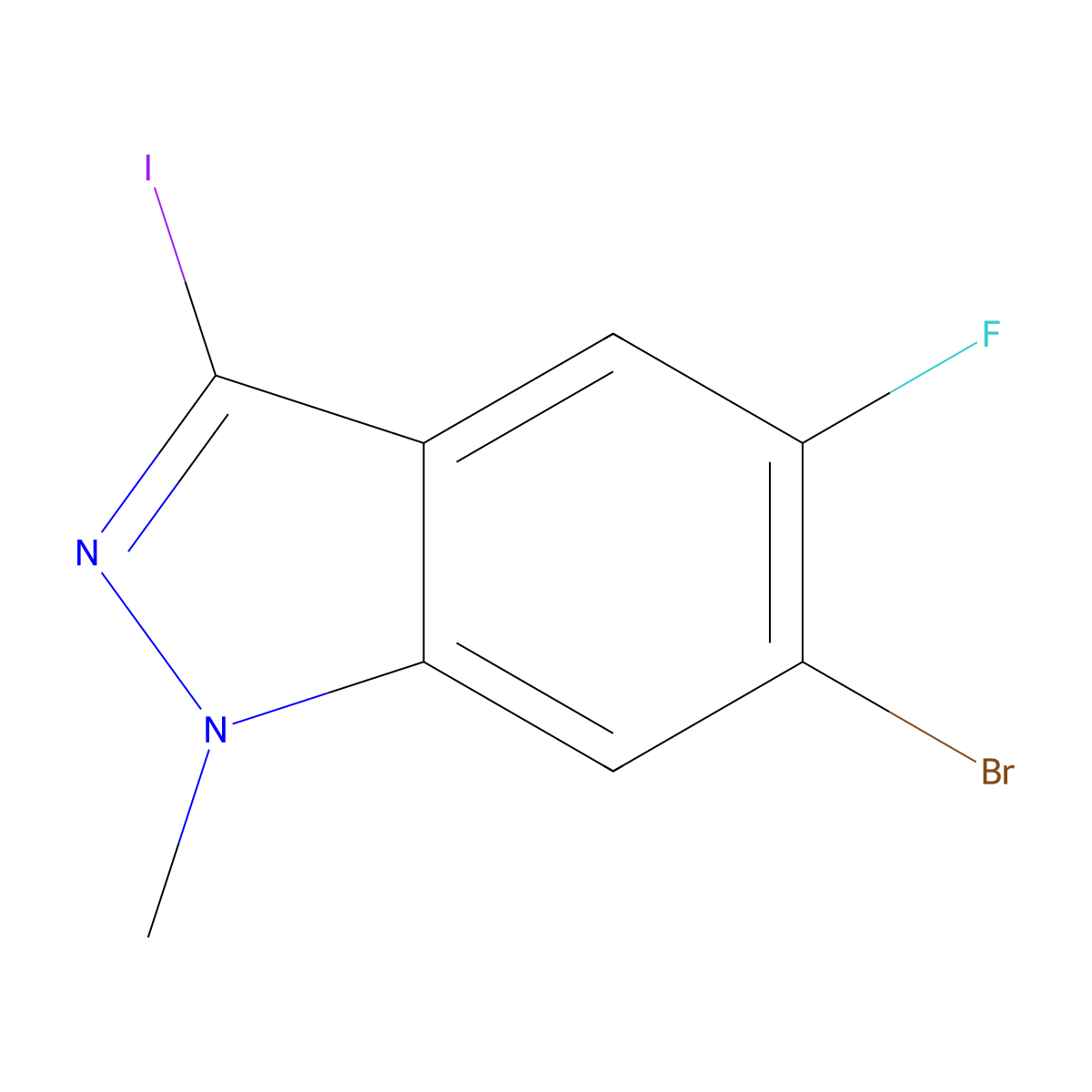 6-Bromo-5-fluoro-3-iodo-1-methyl-1H-indazole molecular structure, CAS 1286734-96-0