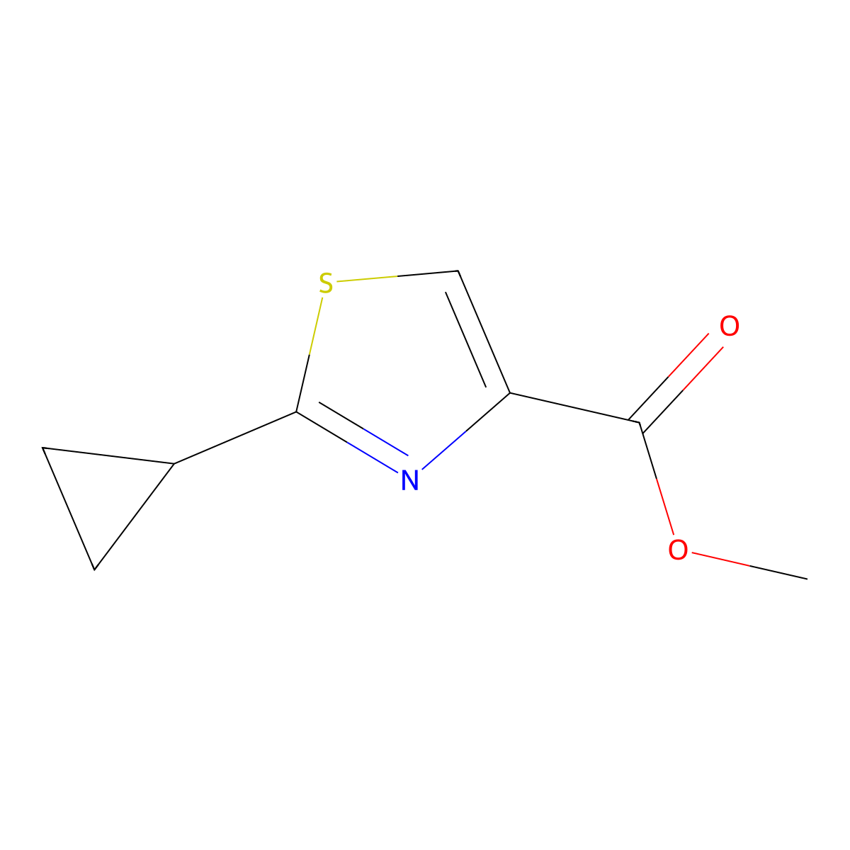 Methyl 2-cyclopropyl-1,3-thiazole-4-carboxylate molecular structure, CAS 1286744-59-9