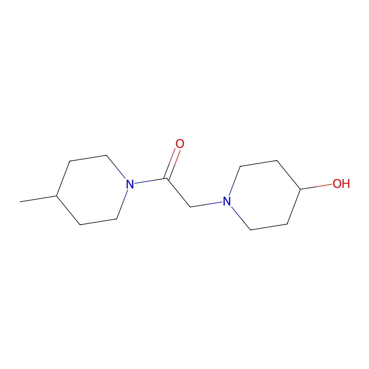 2-(4-Hydroxypiperidin-1-yl)-1-(4-methylpiperidin-1-yl)ethan-1-one molecular structure, CAS 1286753-75-0