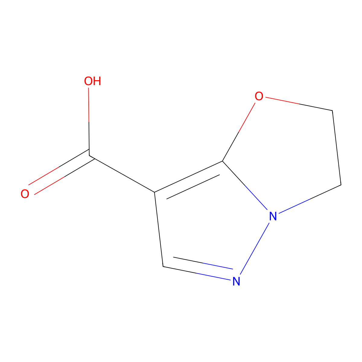 2H,3H-pyrazolo(3,2-b)(1,3)oxazole-7-carboxylic acid molecular structure, CAS 1286755-21-2