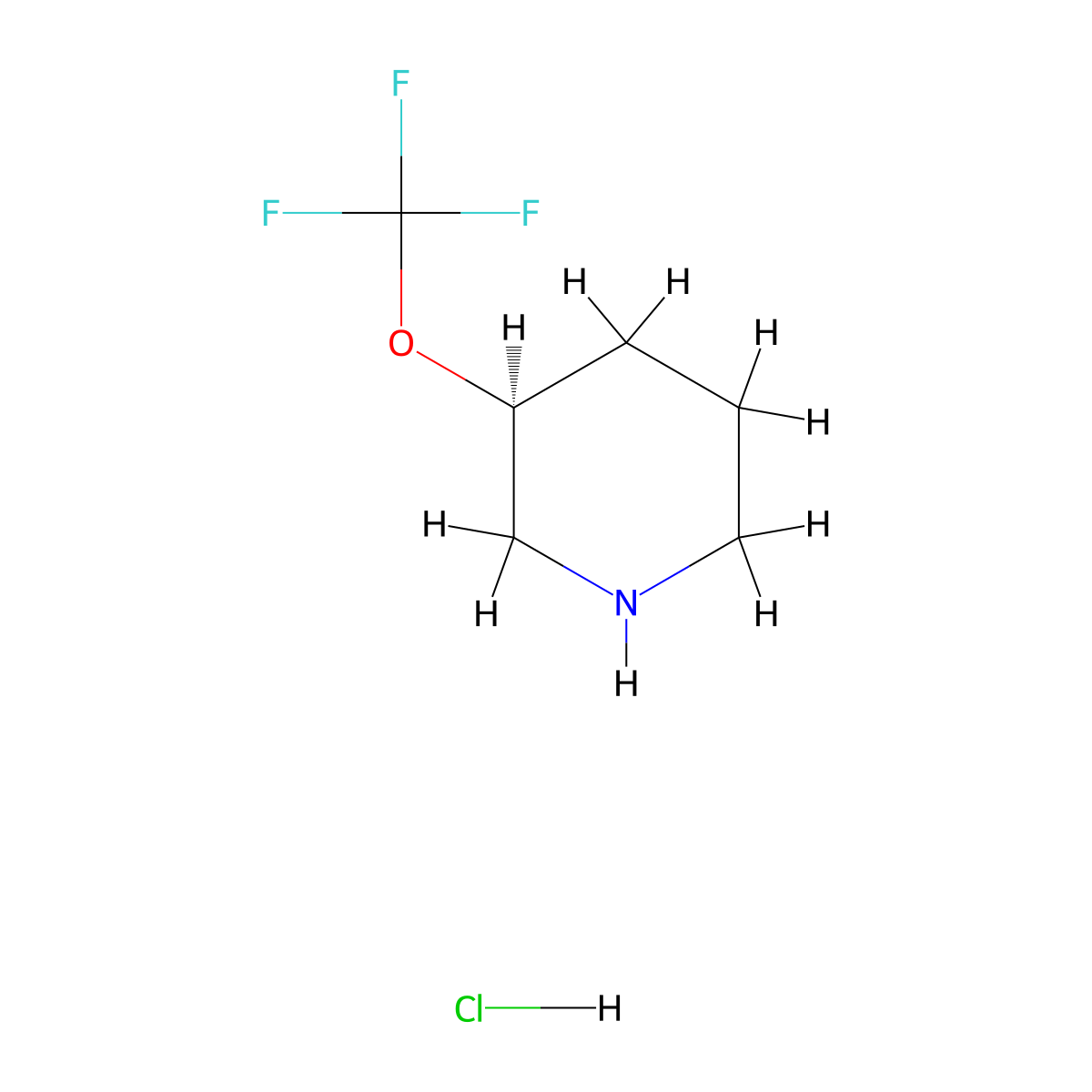 (3S)-3-(trifluoromethoxy)piperidine hydrochloride molecular structure, CAS 1286761-99-6