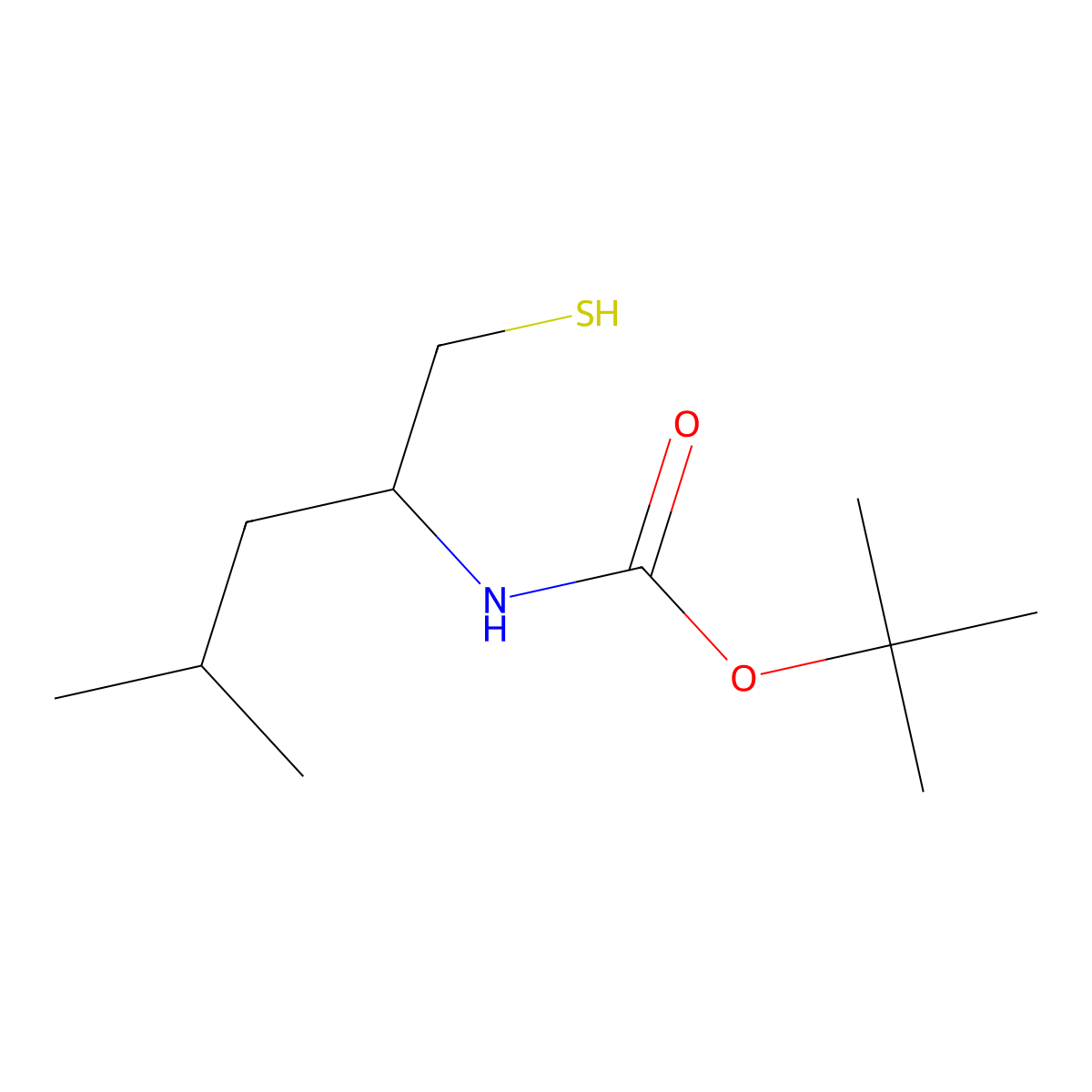 tert-butyl N-[(2R)-4-methyl-1-sulfanylpentan-2-yl]carbamate molecular structure, CAS 1286768-23-7
