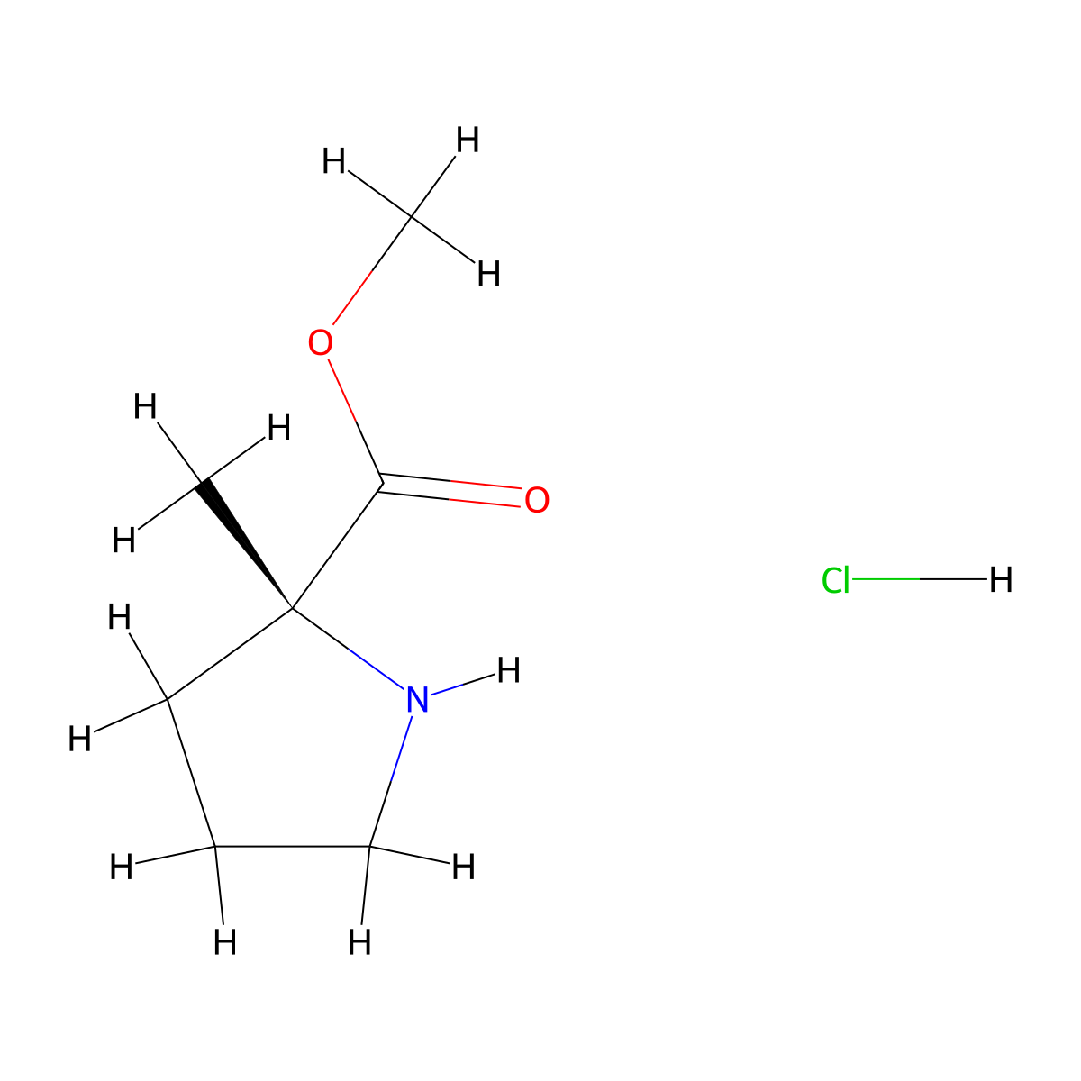 methyl (2R)-2-methylpyrrolidine-2-carboxylate hydrochloride molecular structure, CAS 1286768-32-8