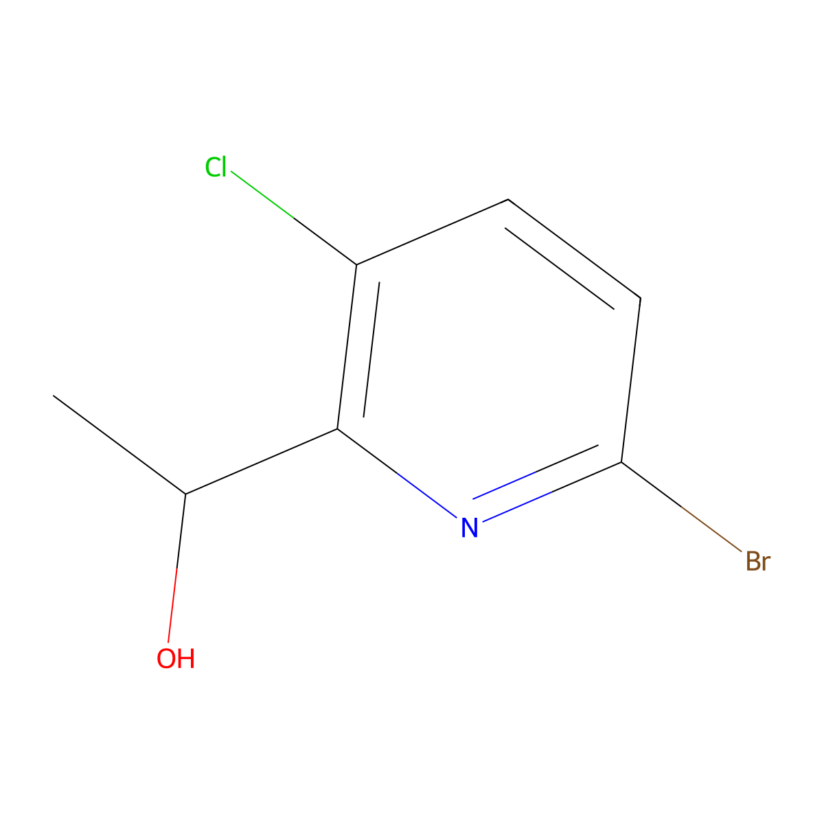 1-(6-Bromo-3-chloropyridin-2-yl)ethanol molecular structure, CAS 1286776-23-5