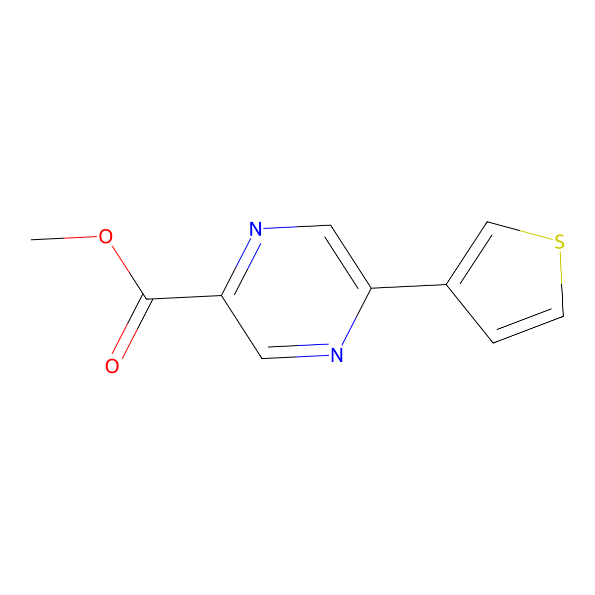 Methyl 5-thiophen-3-ylpyrazine-2-carboxylate molecular structure, CAS 1286776-40-6
