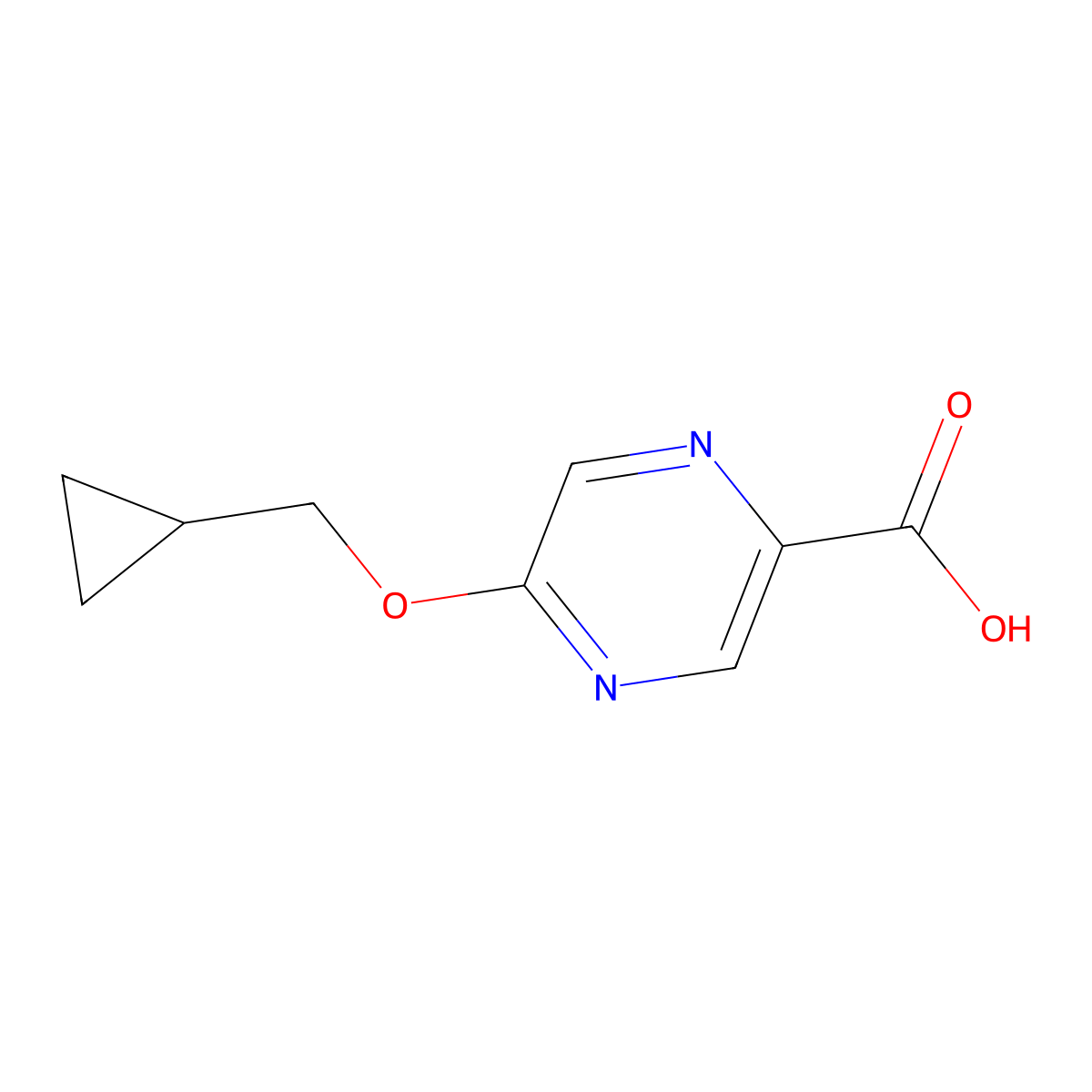 5-(Cyclopropylmethoxy)pyrazine-2-carboxylic acid molecular structure, CAS 1286777-19-2