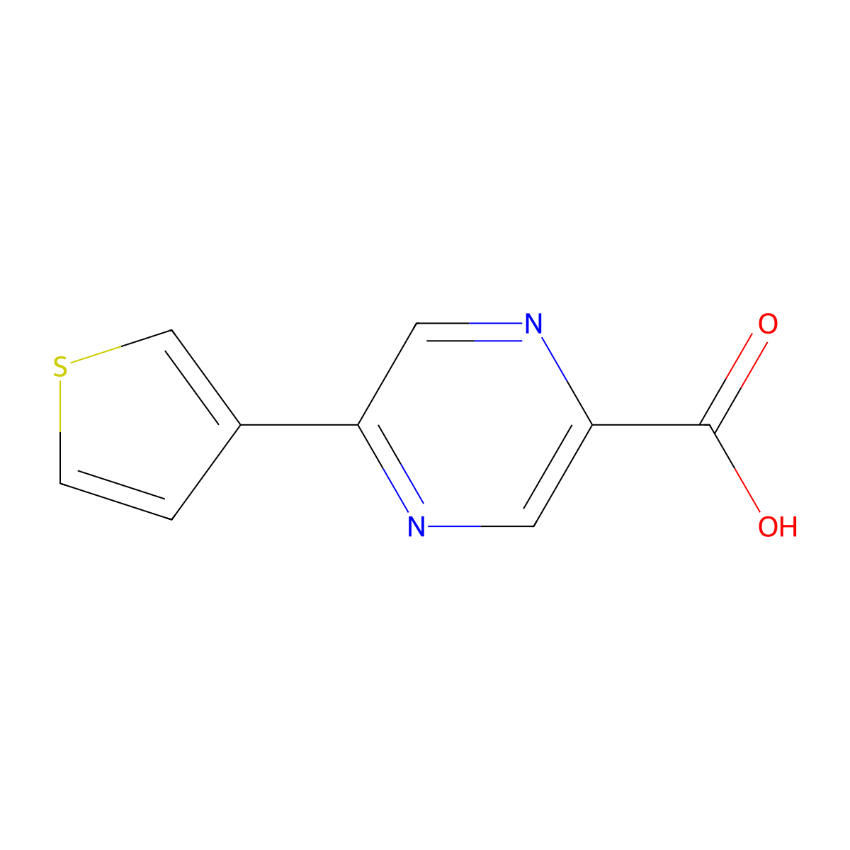 5-(Thiophen-3-yl)pyrazine-2-carboxylic acid molecular structure, CAS 1286777-22-7