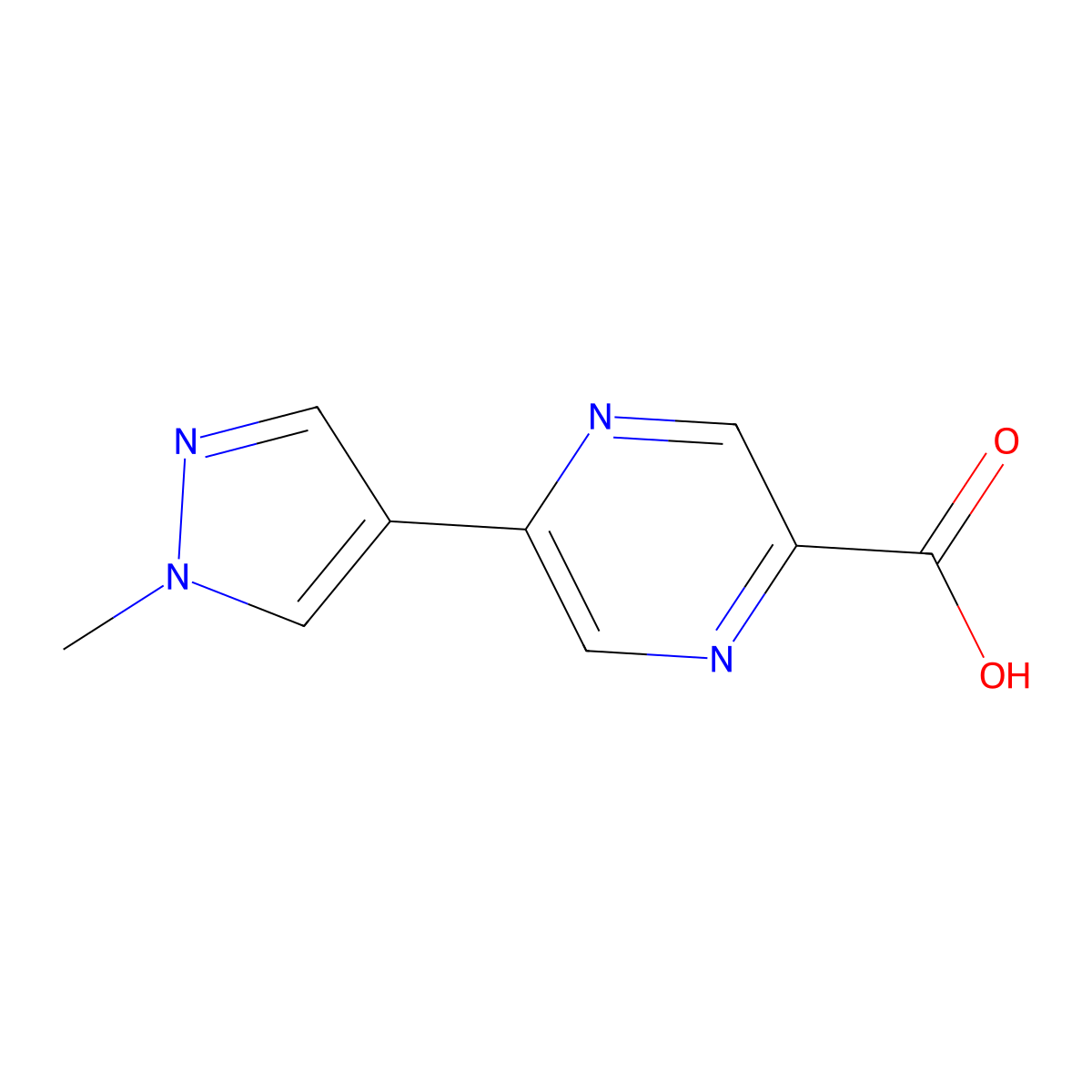 5-(1-methyl-1H-pyrazol-4-yl)pyrazine-2-carboxylic acid molecular structure, CAS 1286777-35-2