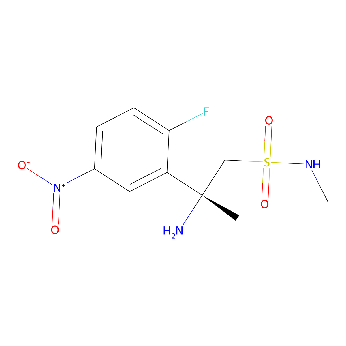 (R)-2-amino-2-(2-fluoro-5-nitrophenyl)-N-methylpropane-1-sulfonamide molecular structure, CAS 1286777-82-9