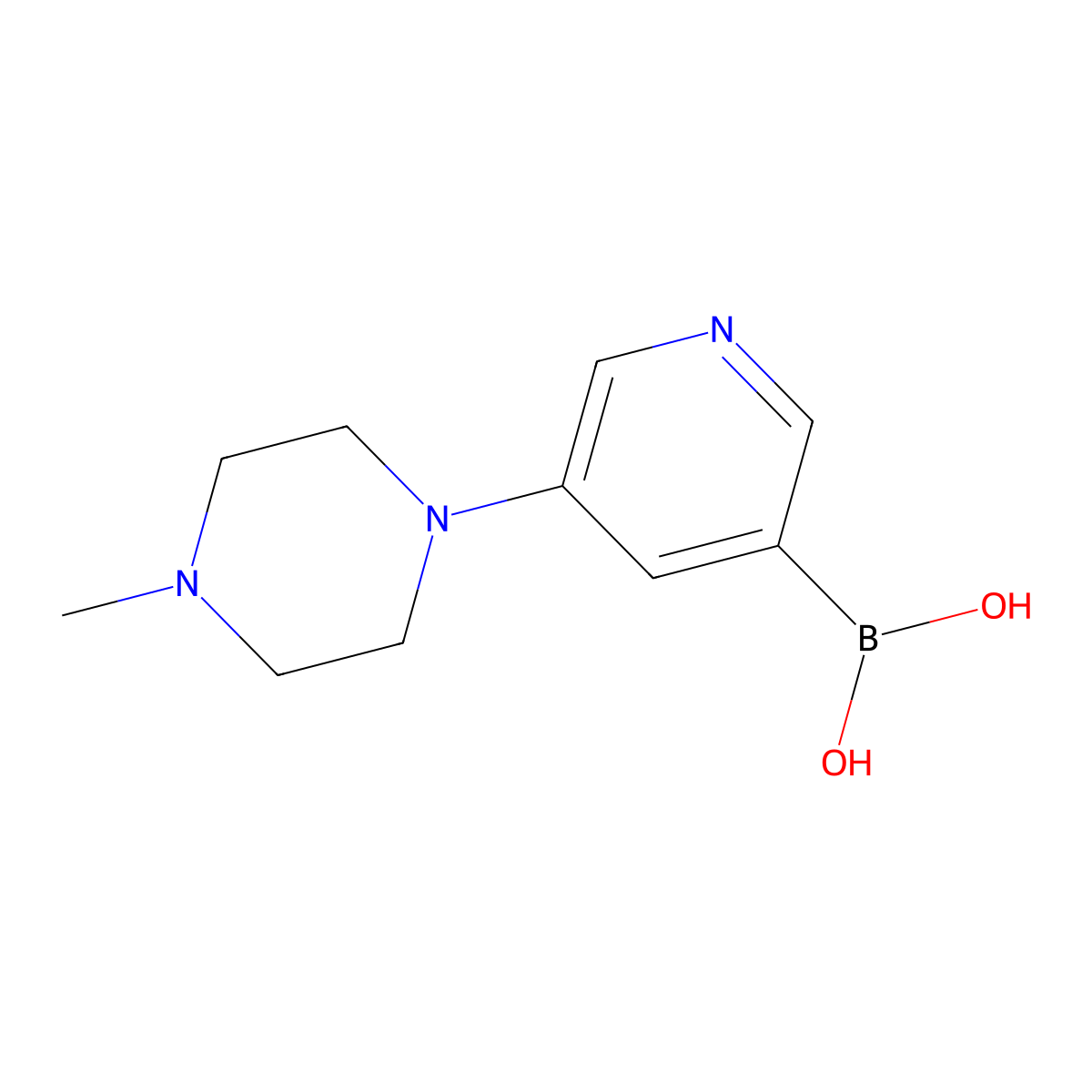 (5-(4-Methylpiperazin-1-yl)pyridin-3-yl)boronic acid molecular structure, CAS 1286778-37-7