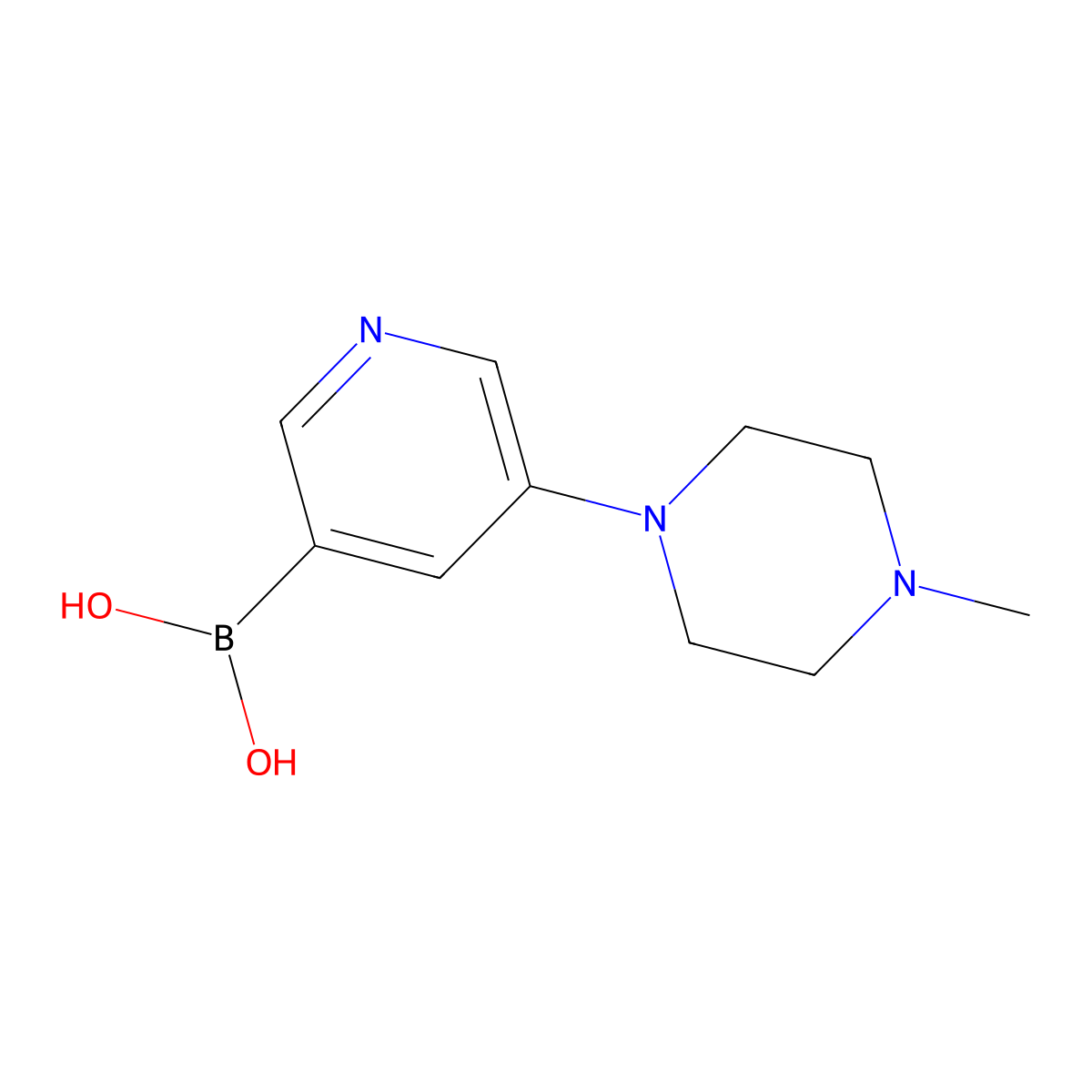 (5-(4-Methylpiperazin-1-yl)pyridin-3-yl)boronic acid molecular structure, CAS 1286778-37-7