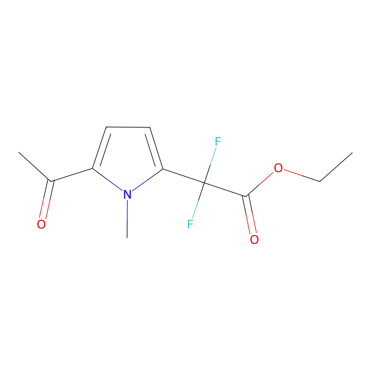 ethyl 2-(5-acetyl-1-methyl-1H-pyrrol-2-yl)-2,2-difluoroacetate molecular structure, CAS 1286792-84-4
