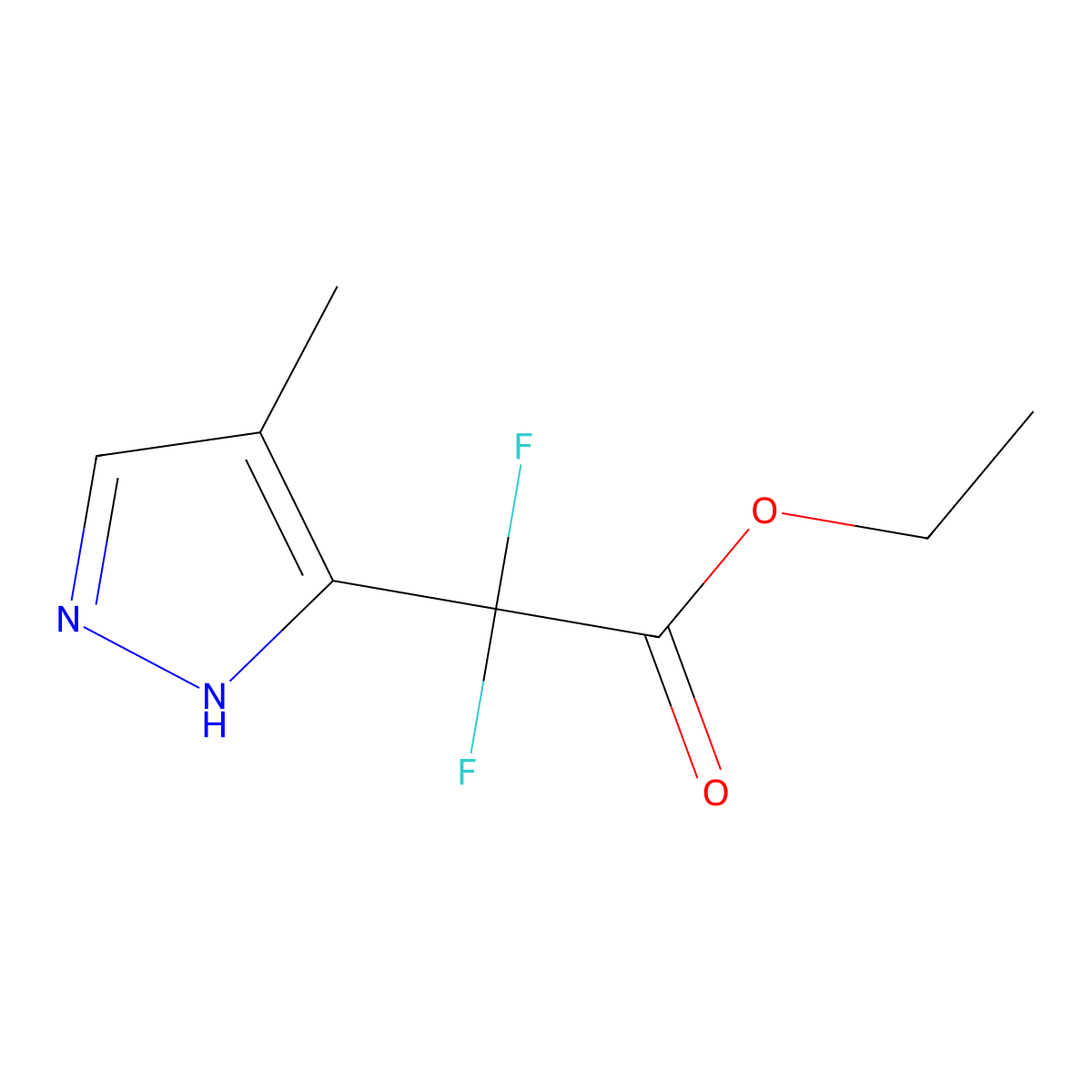 ethyl 2,2-difluoro-2-(4-methyl-1H-pyrazol-5-yl)acetate molecular structure, CAS 1286792-87-7