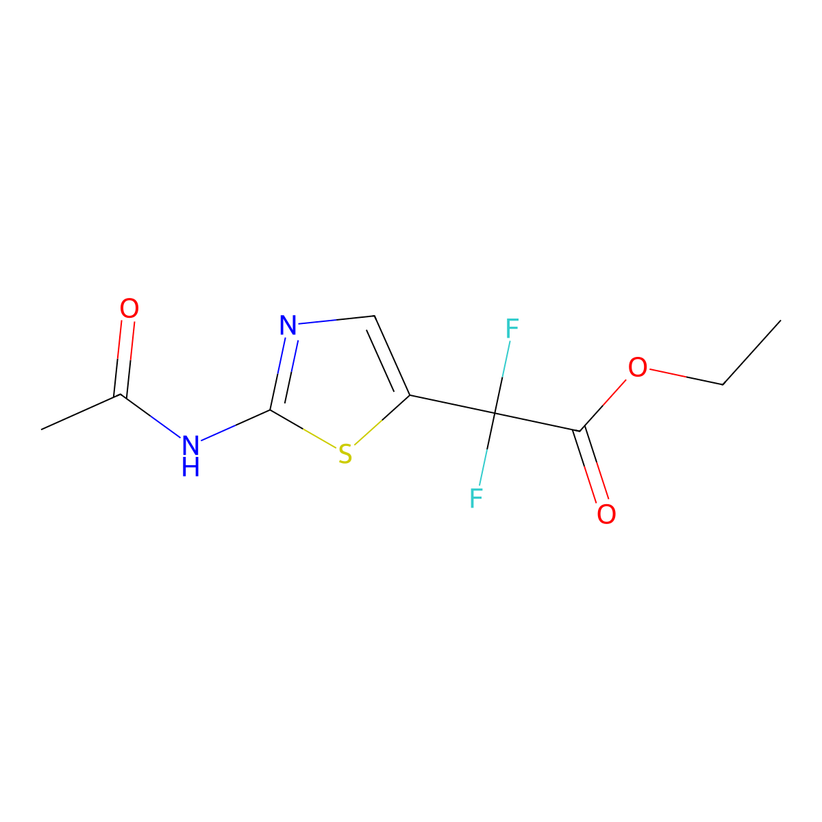 Ethyl 2-(2-acetamido-1,3-thiazol-5-yl)-2,2-difluoroacetate molecular structure, CAS 1286792-90-2