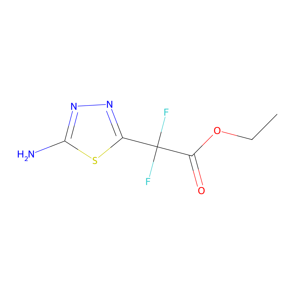 Ethyl 2-(5-amino-1,3,4-thiadiazol-2-yl)-2,2-difluoroacetate molecular structure, CAS 1286792-91-3