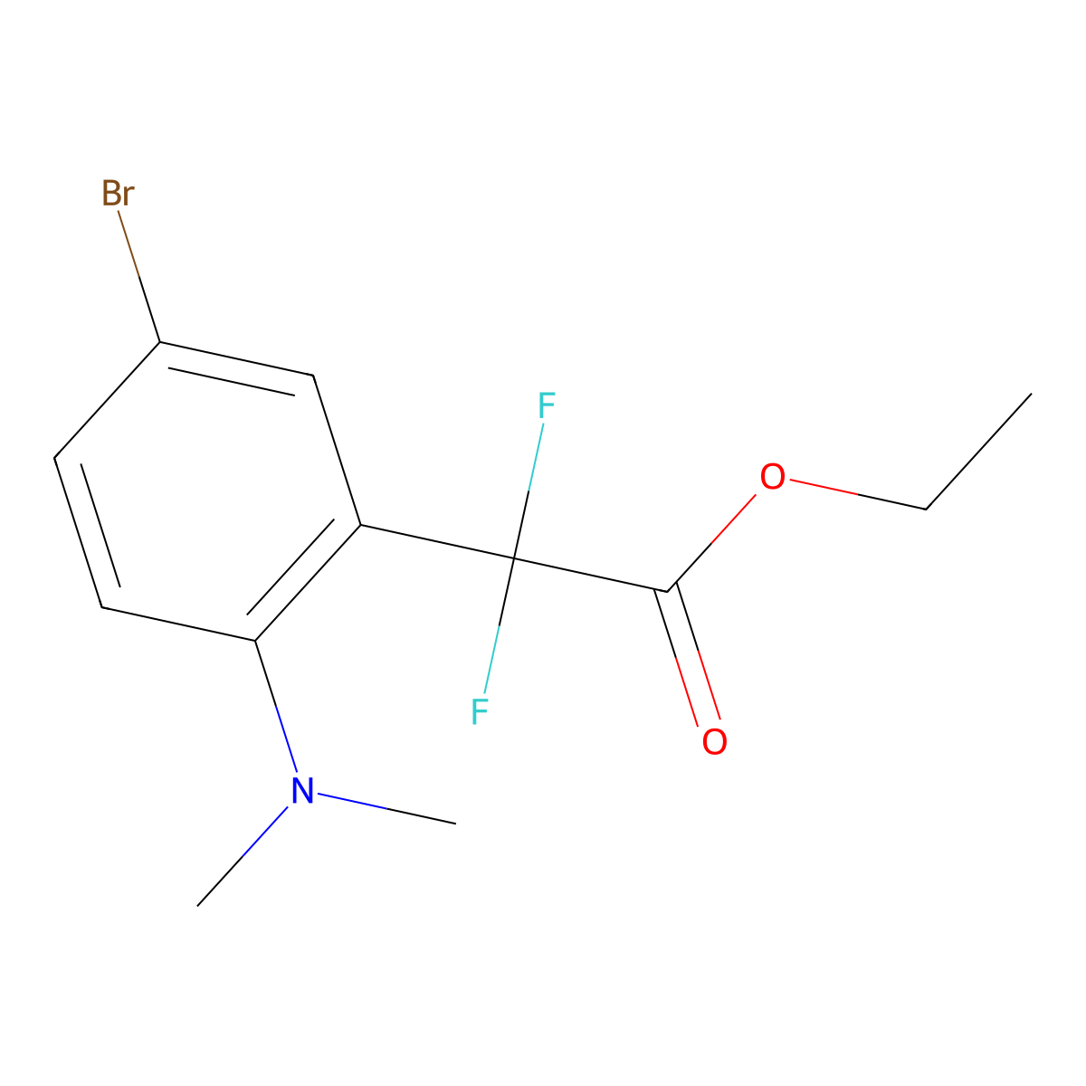 Ethyl 2-[5-bromo-2-(dimethylamino)phenyl]-2,2-difluoroacetate molecular structure, CAS 1286792-92-4