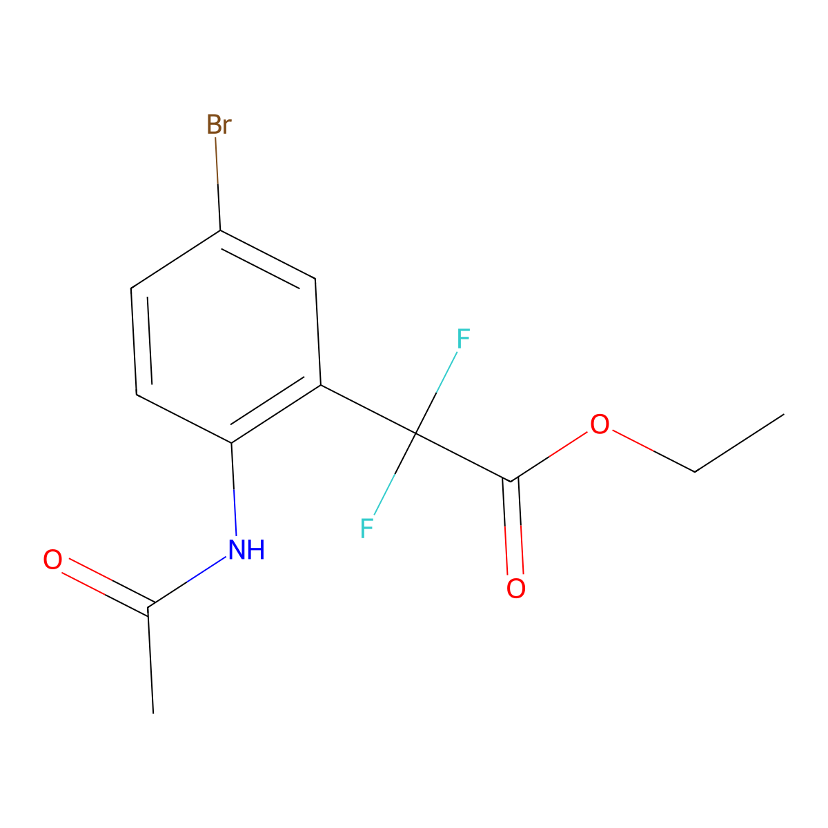 Ethyl 2-(5-bromo-2-acetamidophenyl)-2,2-difluoroacetate molecular structure, CAS 1286792-93-5