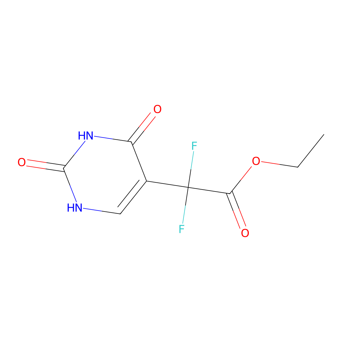 Ethyl 2-(2,4-dioxo-1,2,3,4-tetrahydropyrimidin-5-yl)-2,2-difluoroacetate molecular structure, CAS 1286792-94-6