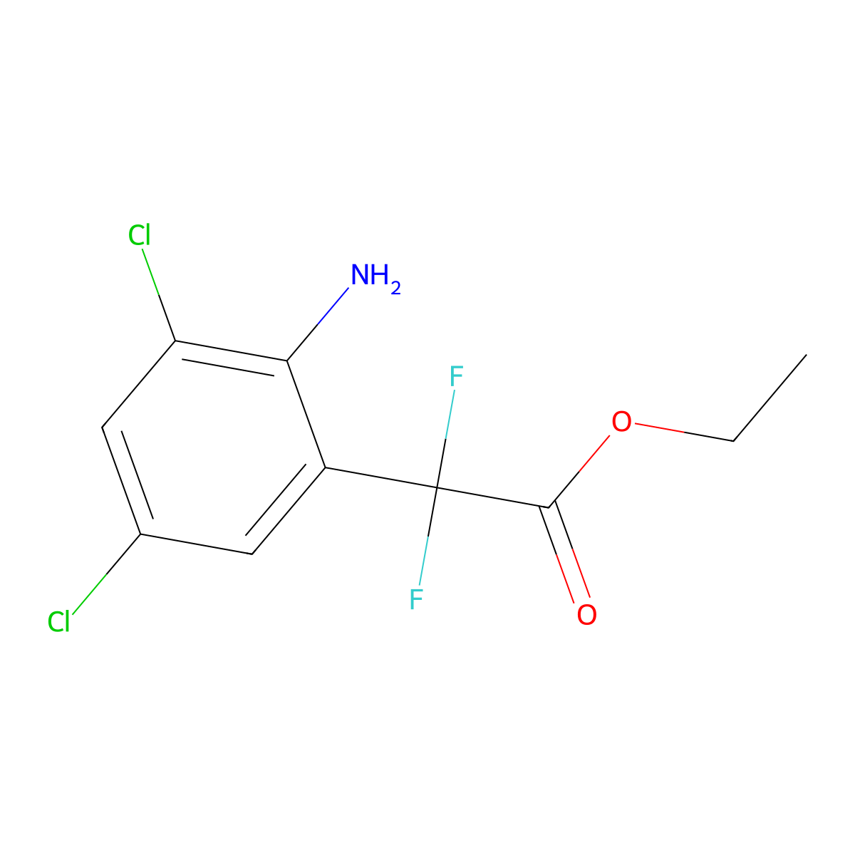 Ethyl 2-(2-amino-3,5-dichlorophenyl)-2,2-difluoroacetate molecular structure, CAS 1286792-95-7