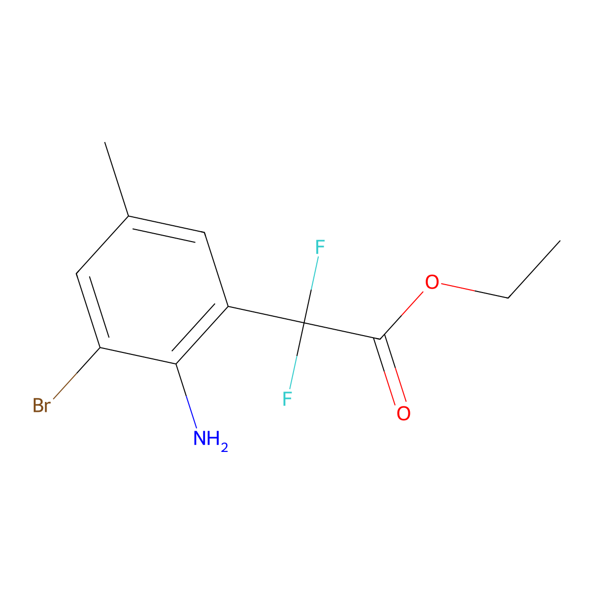 Ethyl 2-(2-amino-3-bromo-5-methylphenyl)-2,2-difluoroacetate molecular structure, CAS 1286792-96-8
