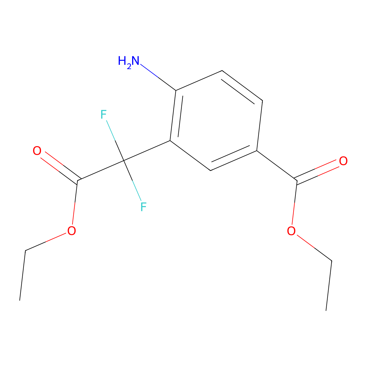 Ethyl 4-amino-3-(2-ethoxy-1,1-difluoro-2-oxoethyl)benzoate molecular structure, CAS 1286792-97-9