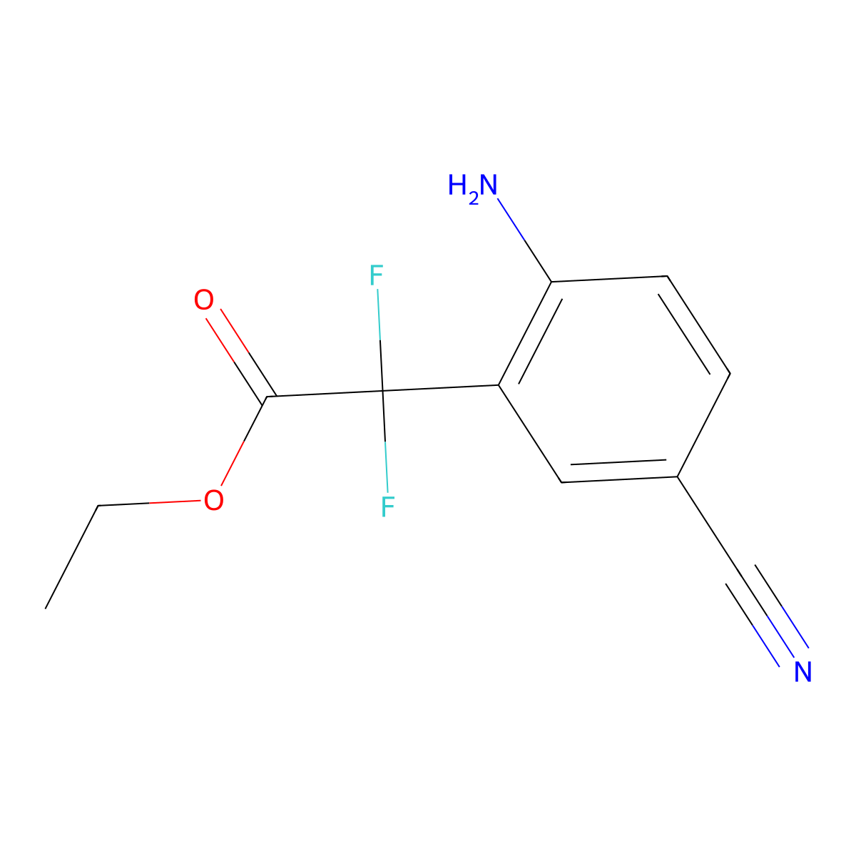 Ethyl 2-(2-amino-5-cyanophenyl)-2,2-difluoroacetate molecular structure, CAS 1286792-99-1