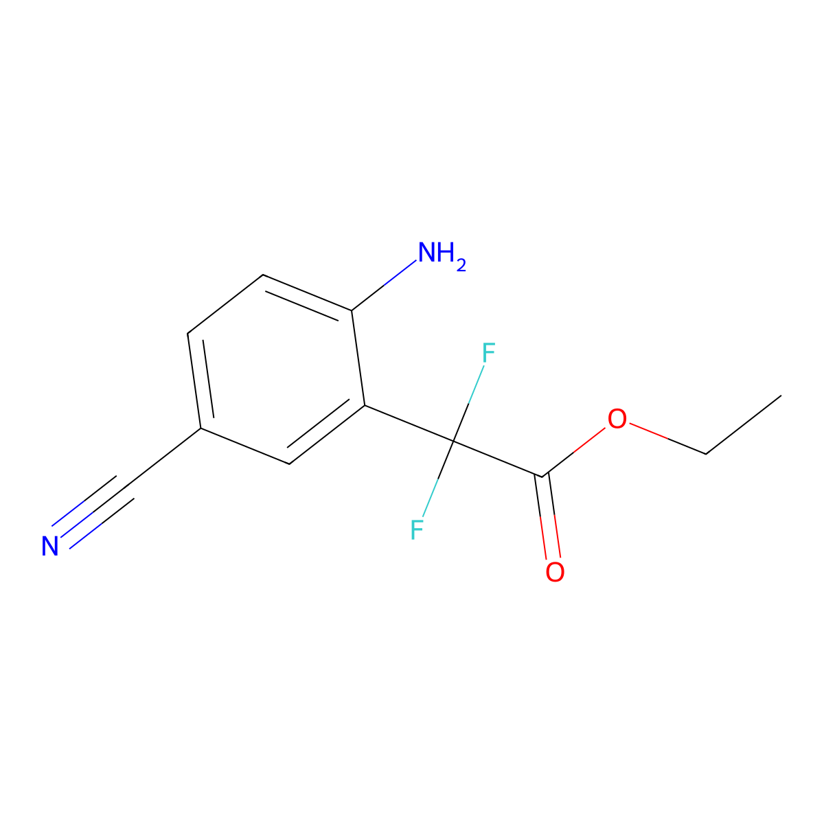 Ethyl 2-(2-amino-5-cyanophenyl)-2,2-difluoroacetate molecular structure, CAS 1286792-99-1