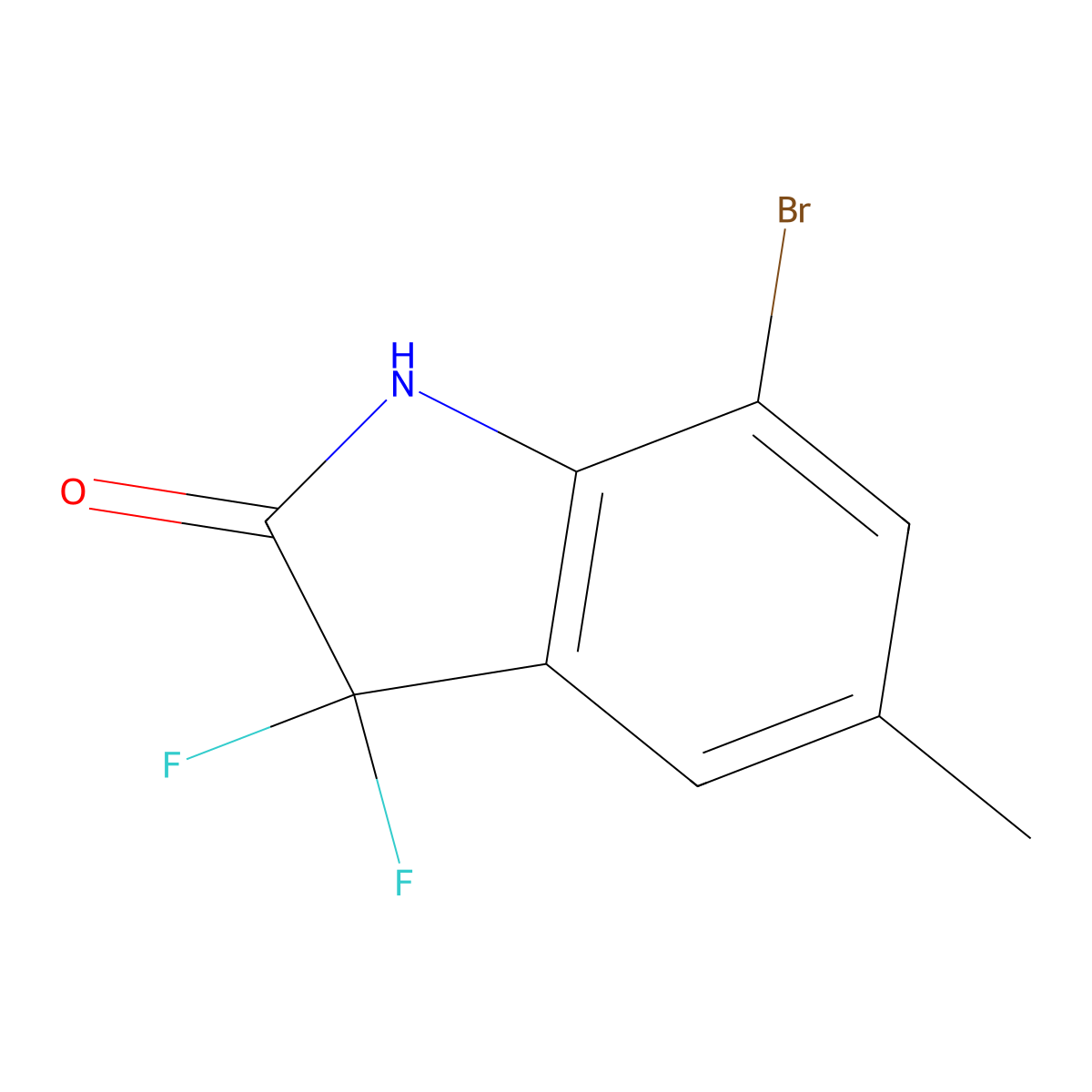 5-Methyl-7-bromo-3,3-difluoro-1H-indole-2(3H)-one molecular structure, CAS 1286793-01-8
