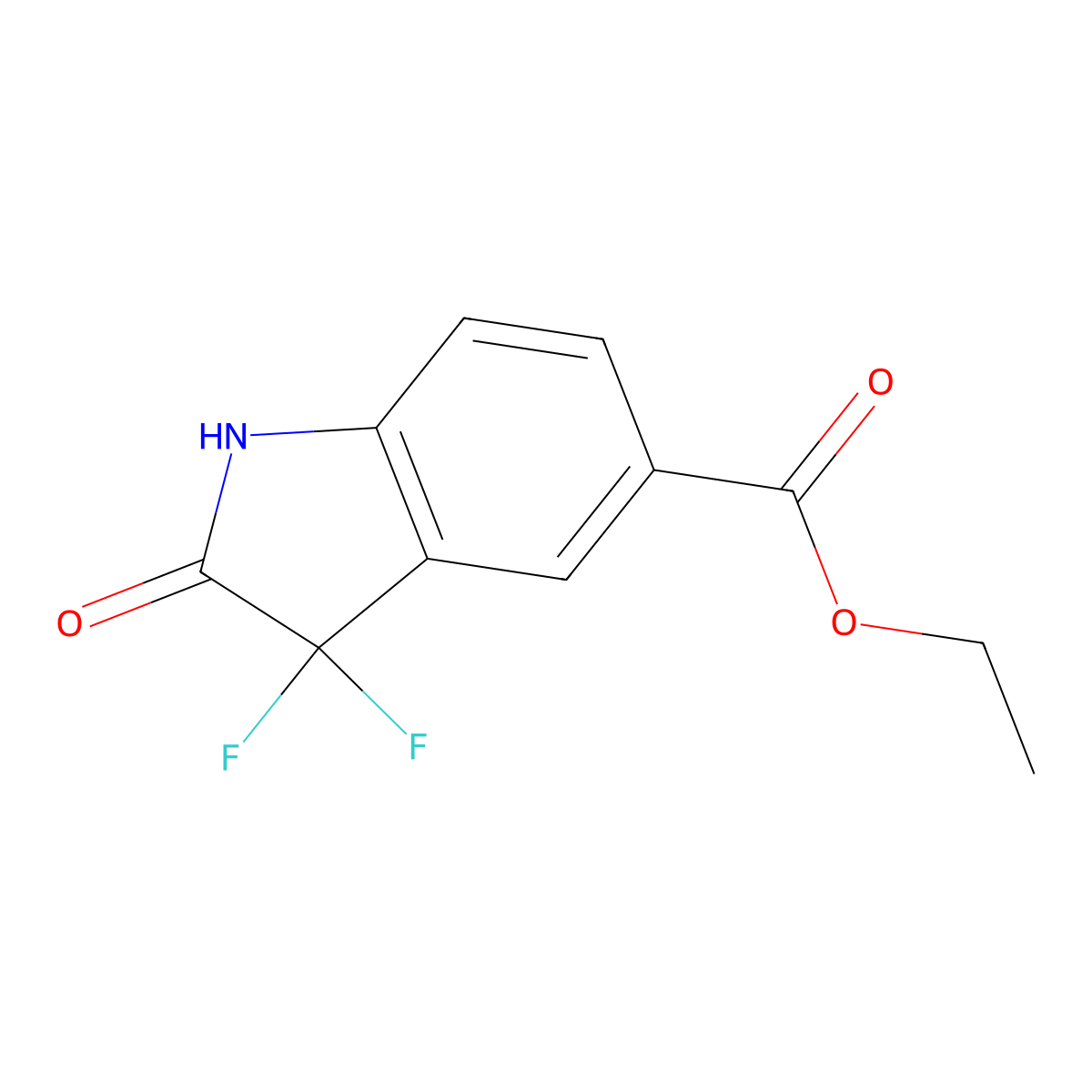Ethyl 3,3-difluoro-2-oxoindoline-5-carboxylate molecular structure, CAS 1286793-02-9