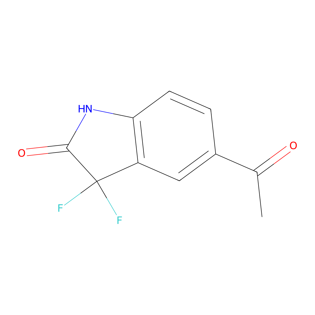 5-Acetyl-3,3-difluoroindolin-2-one molecular structure, CAS 1286793-03-0