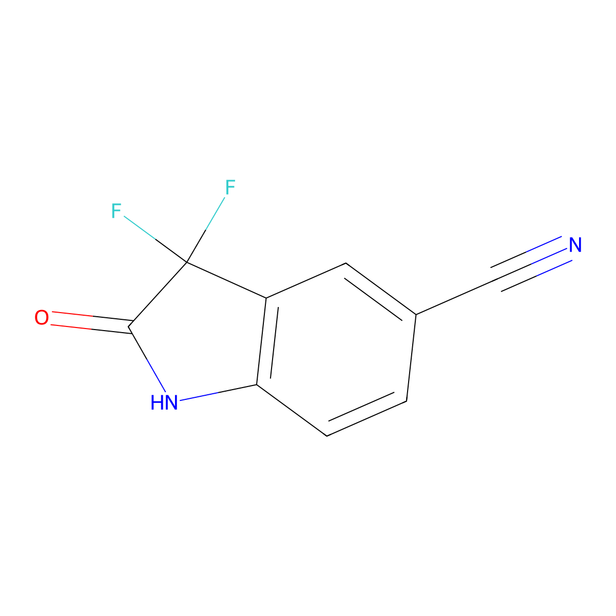 3,3-Difluoro-2-oxo-2,3-dihydro-1H-indole-5-carbonitrile molecular structure, CAS 1286793-04-1