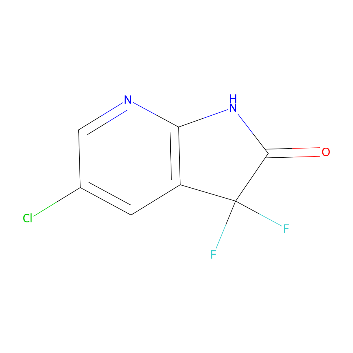 5-Chloro-3,3-difluoro-1,3-dihydro-2H-pyrrolo[2,3-B]pyridin-2-one molecular structure, CAS 1286793-06-3