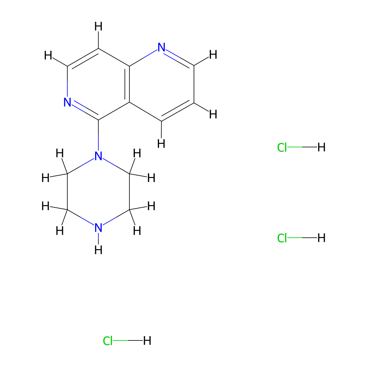 5-Piperazin-1-yl-1,6-naphthyridine trihydrochloride molecular structure, CAS 1286854-94-1