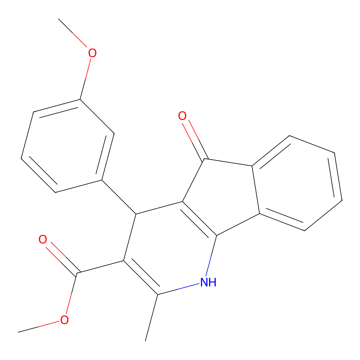 methyl 4-(3-methoxyphenyl)-2-methyl-5-oxo-4,5-dihydro-1H-indeno[1,2-b]pyridine-3-carboxylate molecular structure, CAS 128691-52-1