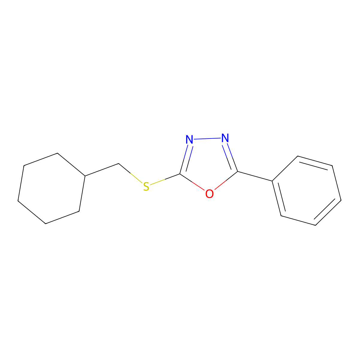 2-[(Cyclohexylmethyl)sulfanyl]-5-phenyl-1,3,4-oxadiazole molecular structure, CAS 1286924-54-6
