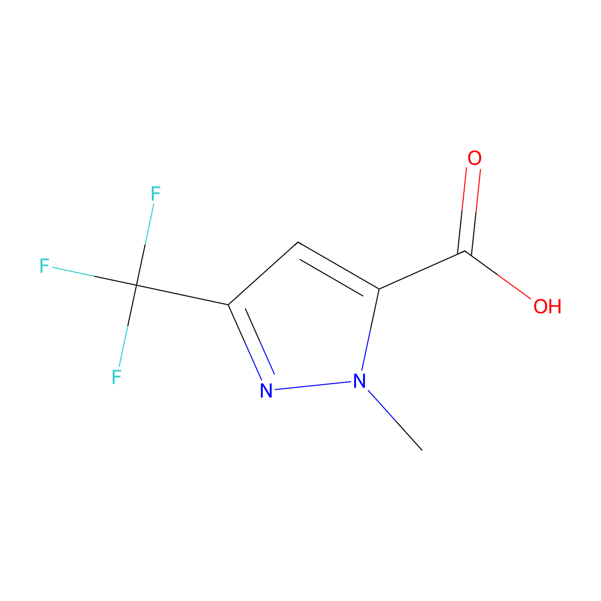 1-Methyl-3-(trifluoromethyl)-1H-pyrazole-5-carboxylic acid molecular structure, CAS 128694-63-3