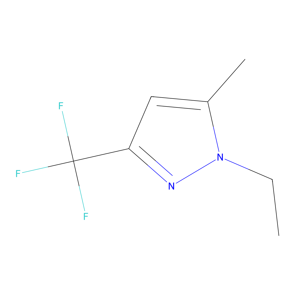 1-Ethyl-5-methyl-3-(trifluoromethyl)pyrazole molecular structure, CAS 128694-64-4
