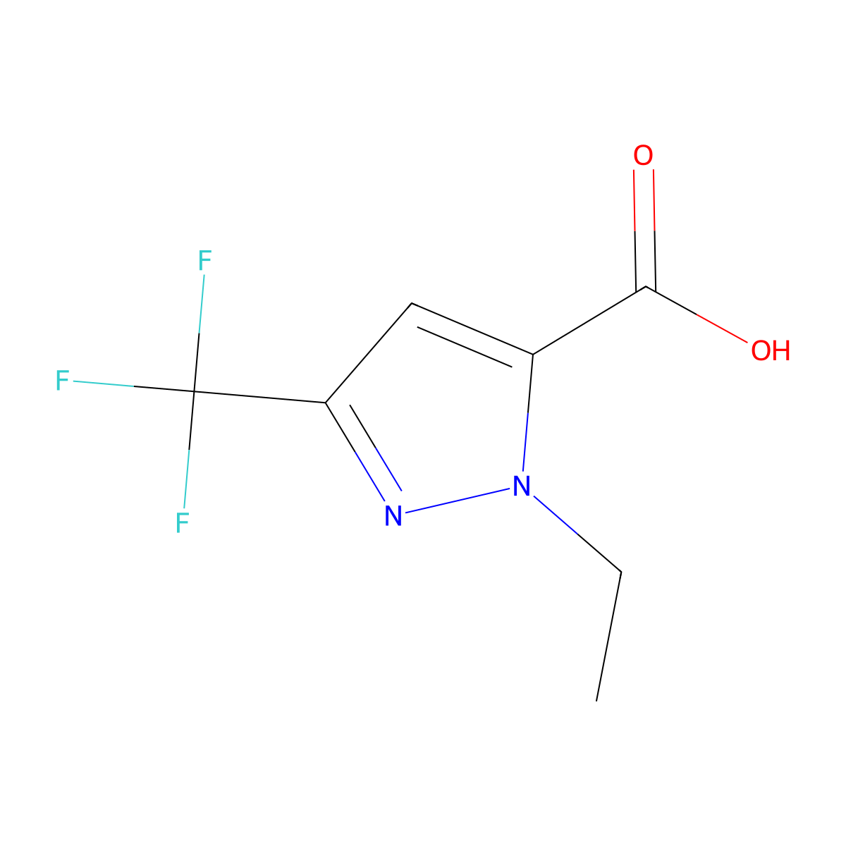 1-Ethyl-3-(trifluoromethyl)-1H-pyrazole-5-carboxylic acid molecular structure, CAS 128694-66-6